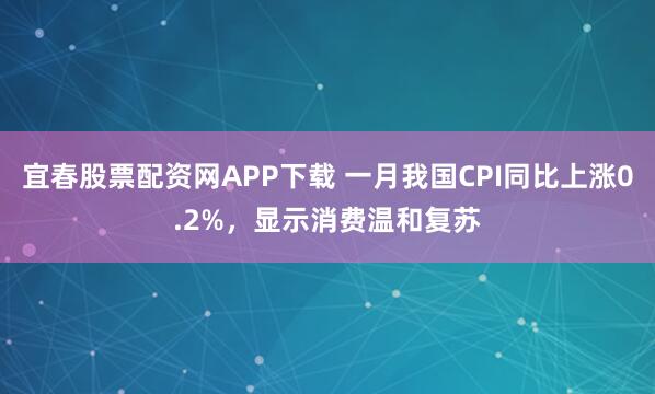 宜春股票配资网APP下载 一月我国CPI同比上涨0.2%，显示消费温和复苏